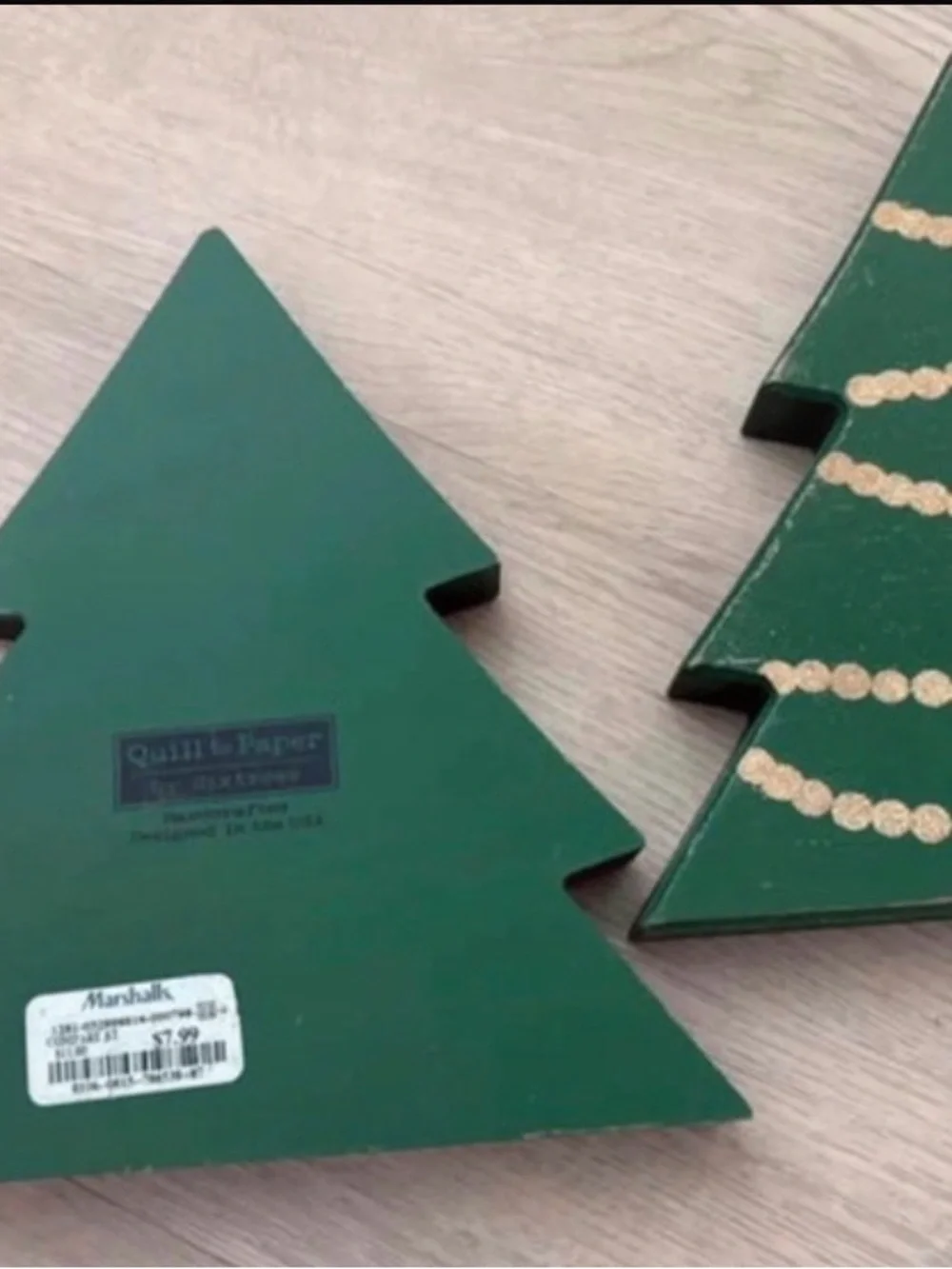 Classic Green Wooden Christmas Tree Holiday Decor - set of 2